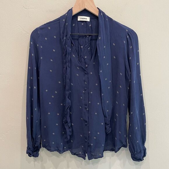 L'AGENCE Nina Star-Print Blouse - Picture 1 of 9